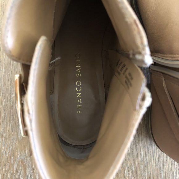 Franco Sarto Booties Womens 6.5 M Shandy Leather Boots Buckle Almond Toe Tan - Picture 11 of 16